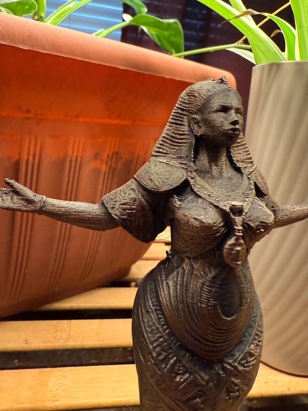 Praise. Afrocentric Celestial Statuette. Hand painted