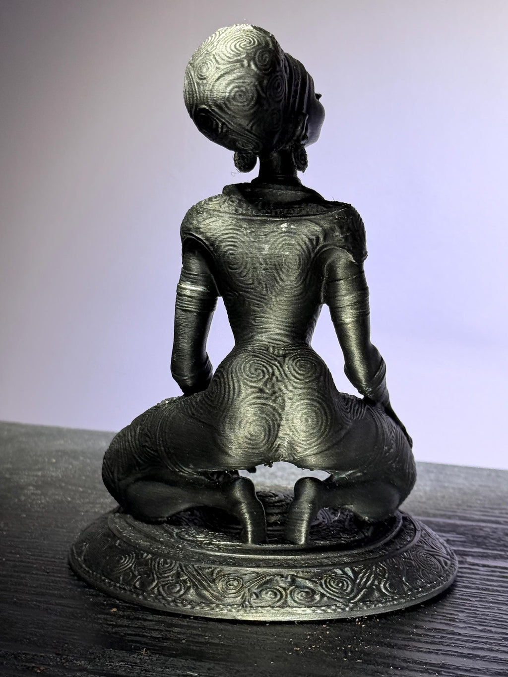Metallic Black Afrocentric Figurine, Modern Sci-Fi African Goddess, Unique 3D Printed Home Decor