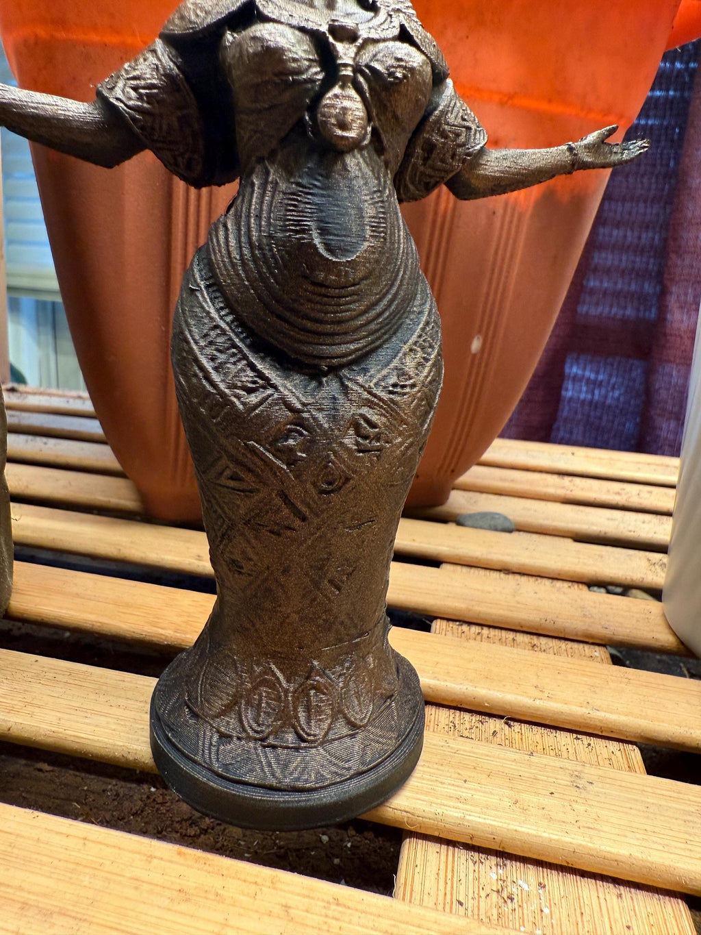 Praise. Afrocentric Celestial Statuette. Hand painted