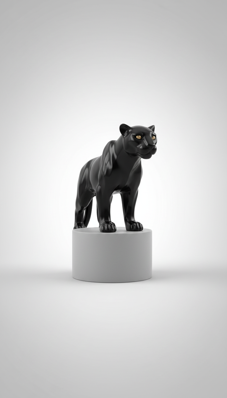 Obsidian Panther resin figurine