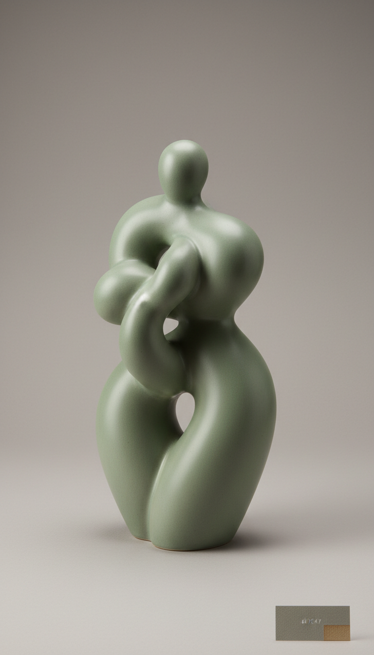 Abstract Ceramic Figure in Sage Green