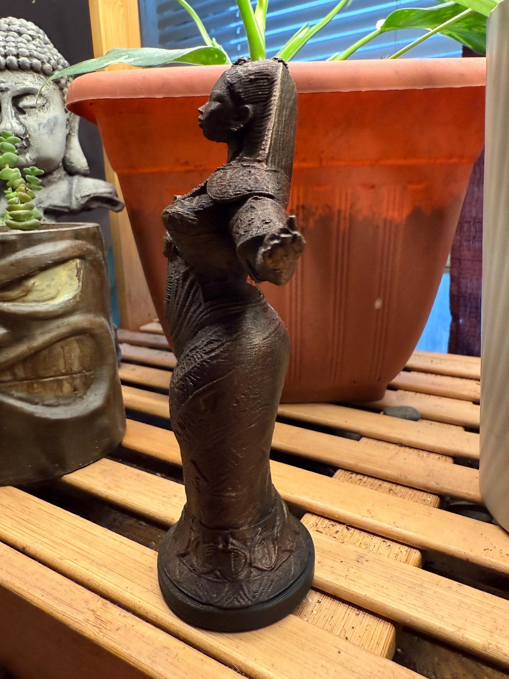 Praise. Afrocentric Celestial Statuette. Hand painted