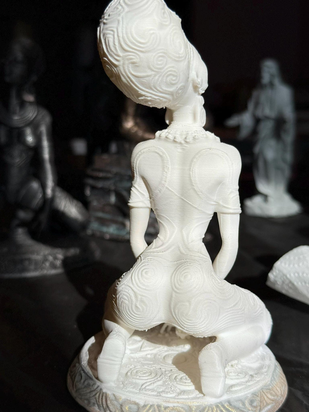 Exclusive, White Celestial African Queen Statue, 3D Print, Sustainable Future-Artifact Art