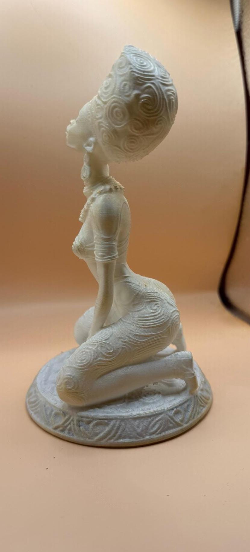 Exclusive, White Celestial African Queen Statue, 3D Print, Sustainable Future-Artifact Art