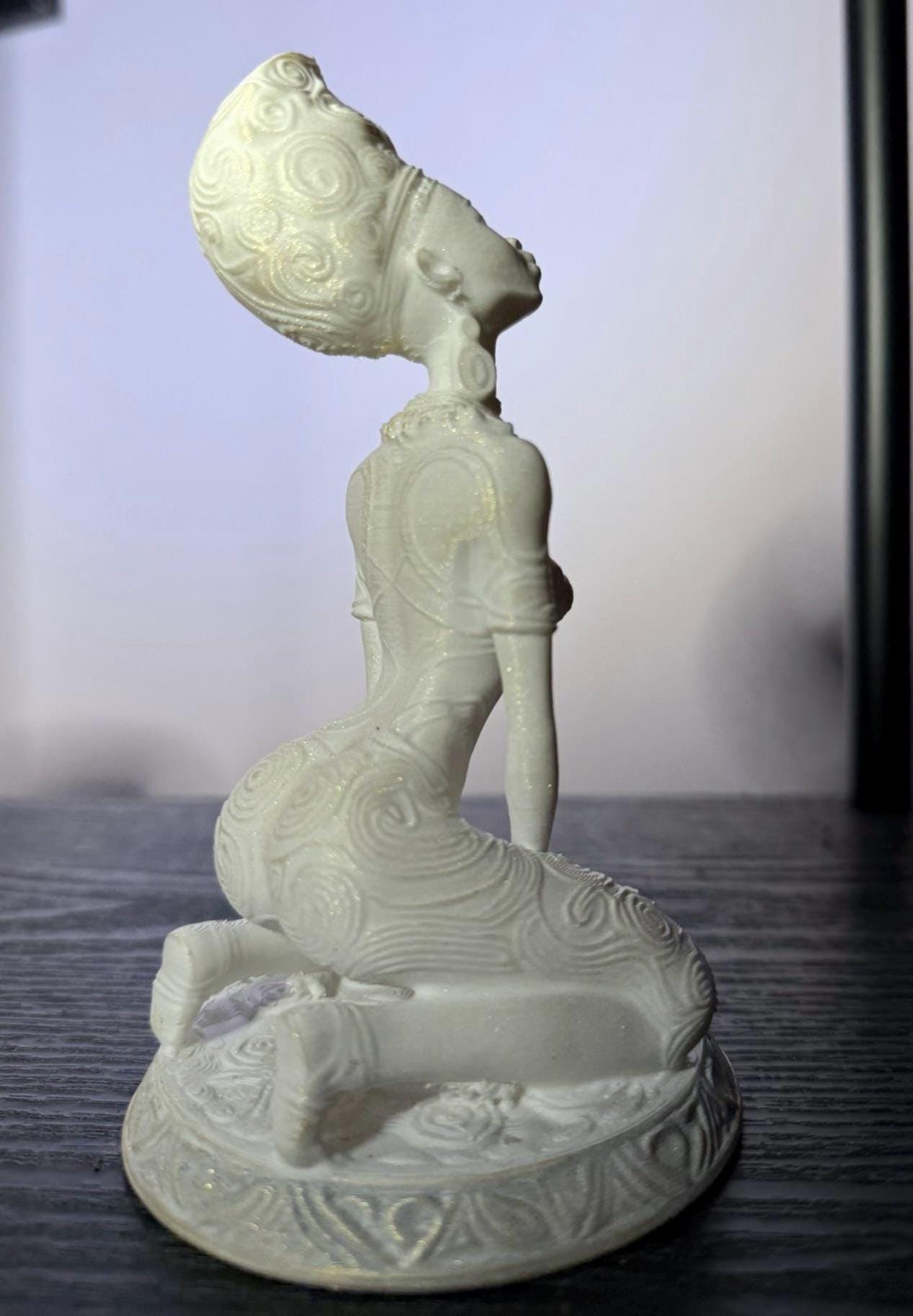 Exclusive, White Celestial African Queen Statue, 3D Print, Sustainable Future-Artifact Art