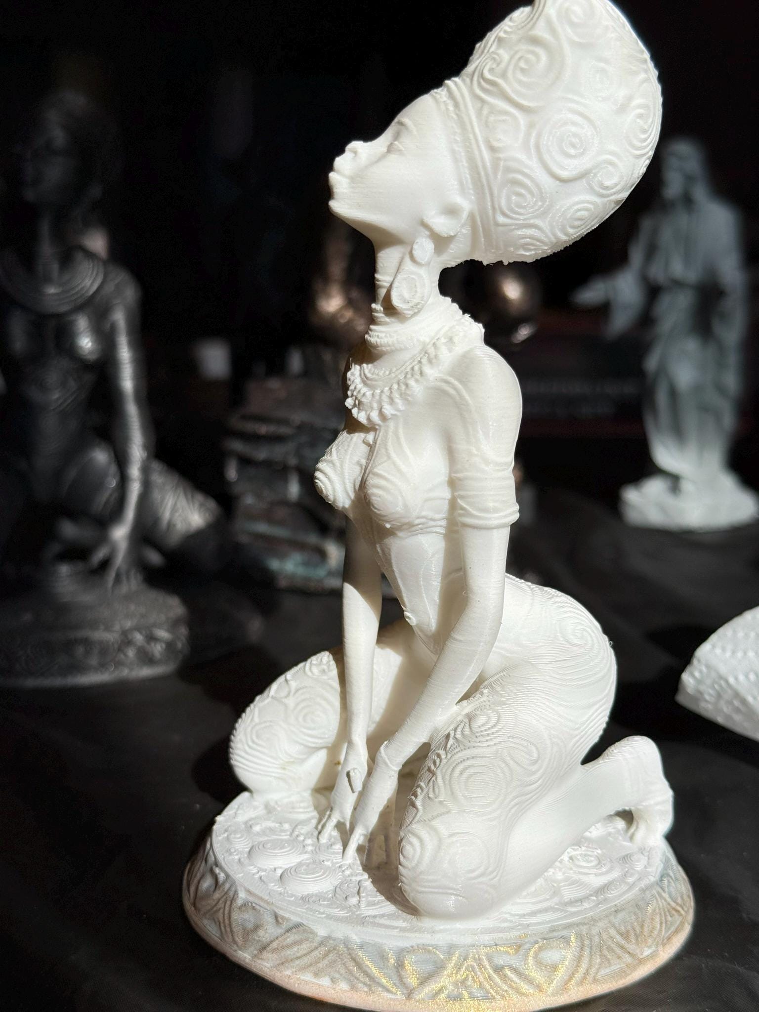 Exclusive, White Celestial African Queen Statue, 3D Print, Sustainable Future-Artifact Art