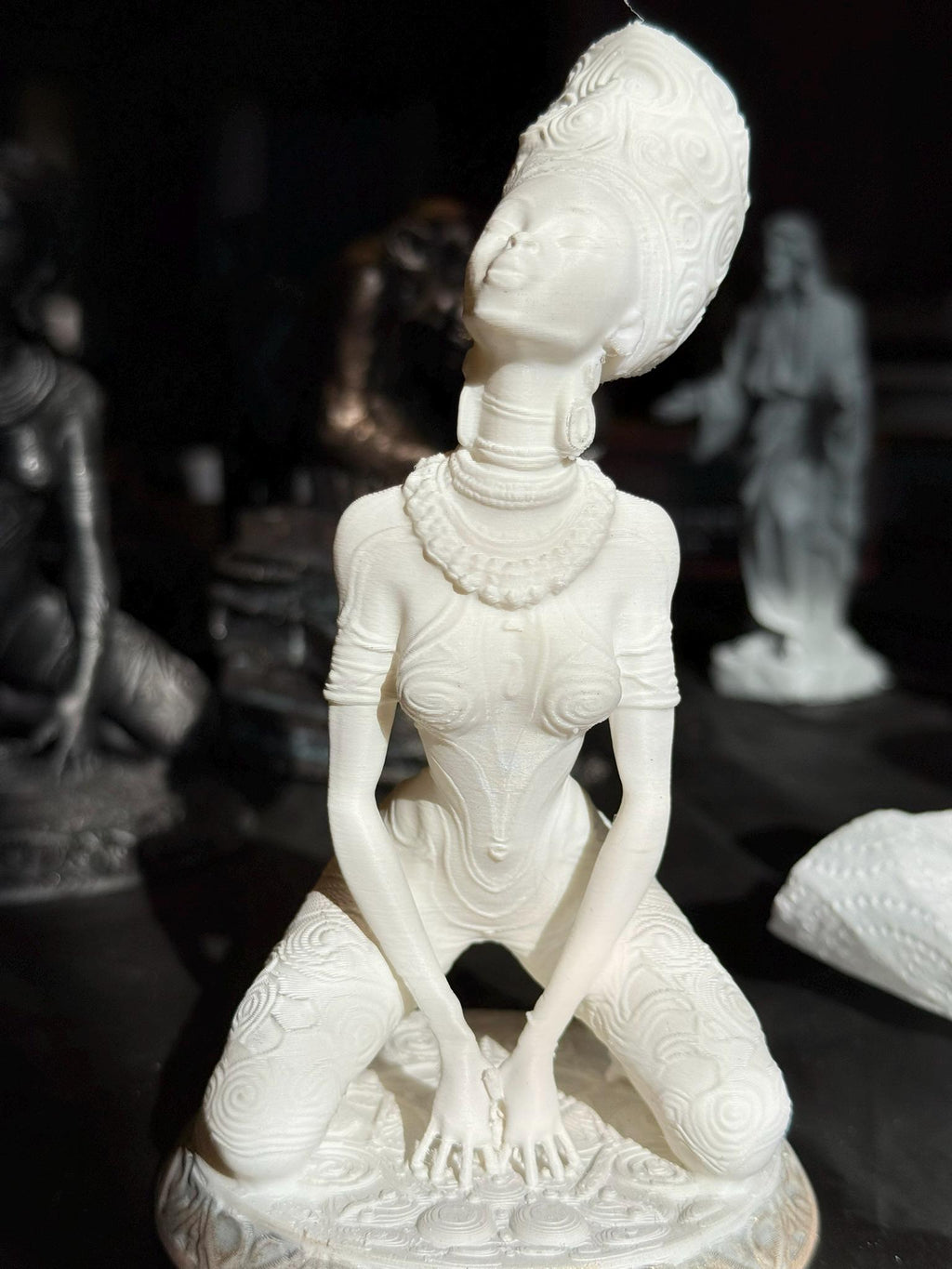 Exclusive, White Celestial African Queen Statue, 3D Print, Sustainable Future-Artifact Art