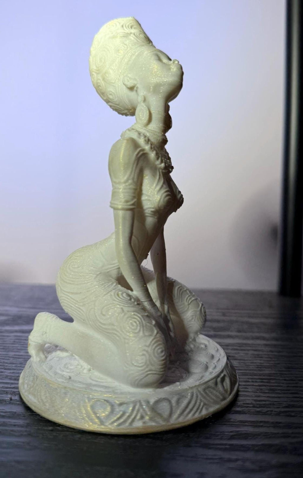 Exclusive, White Celestial African Queen Statue, 3D Print, Sustainable Future-Artifact Art
