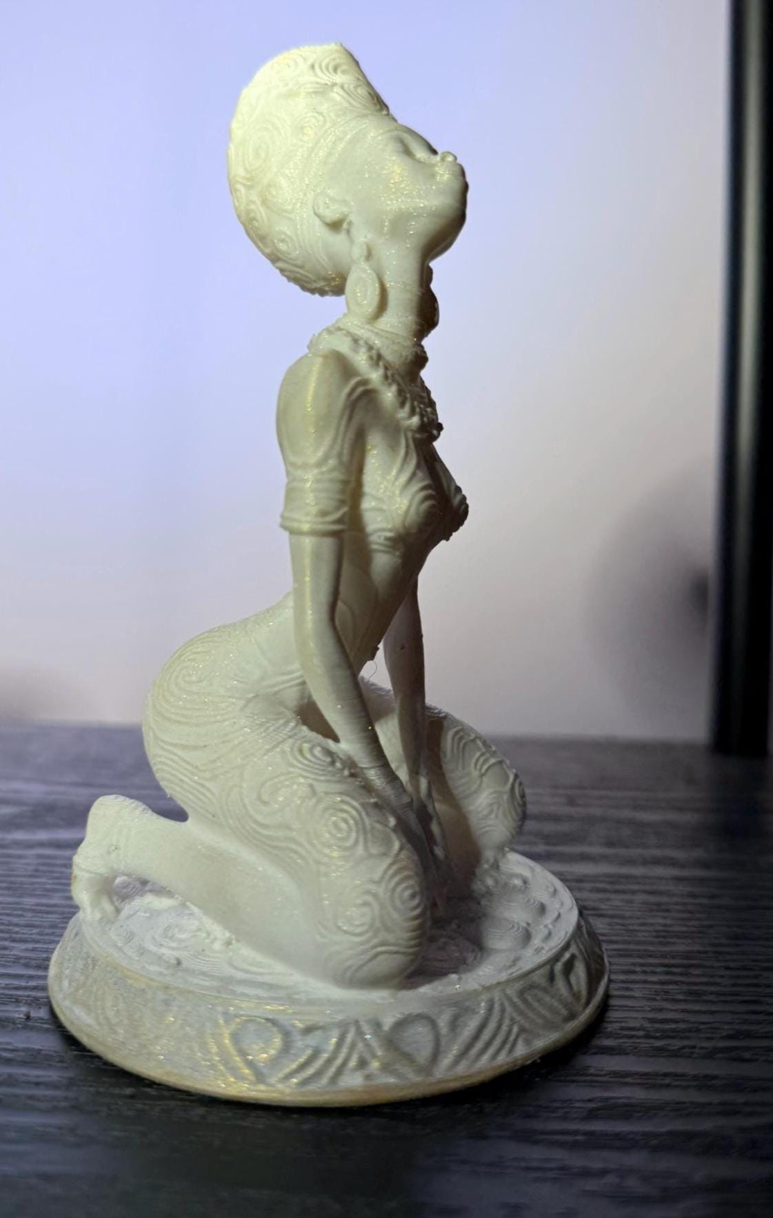 Exclusive, White Celestial African Queen Statue, 3D Print, Sustainable Future-Artifact Art