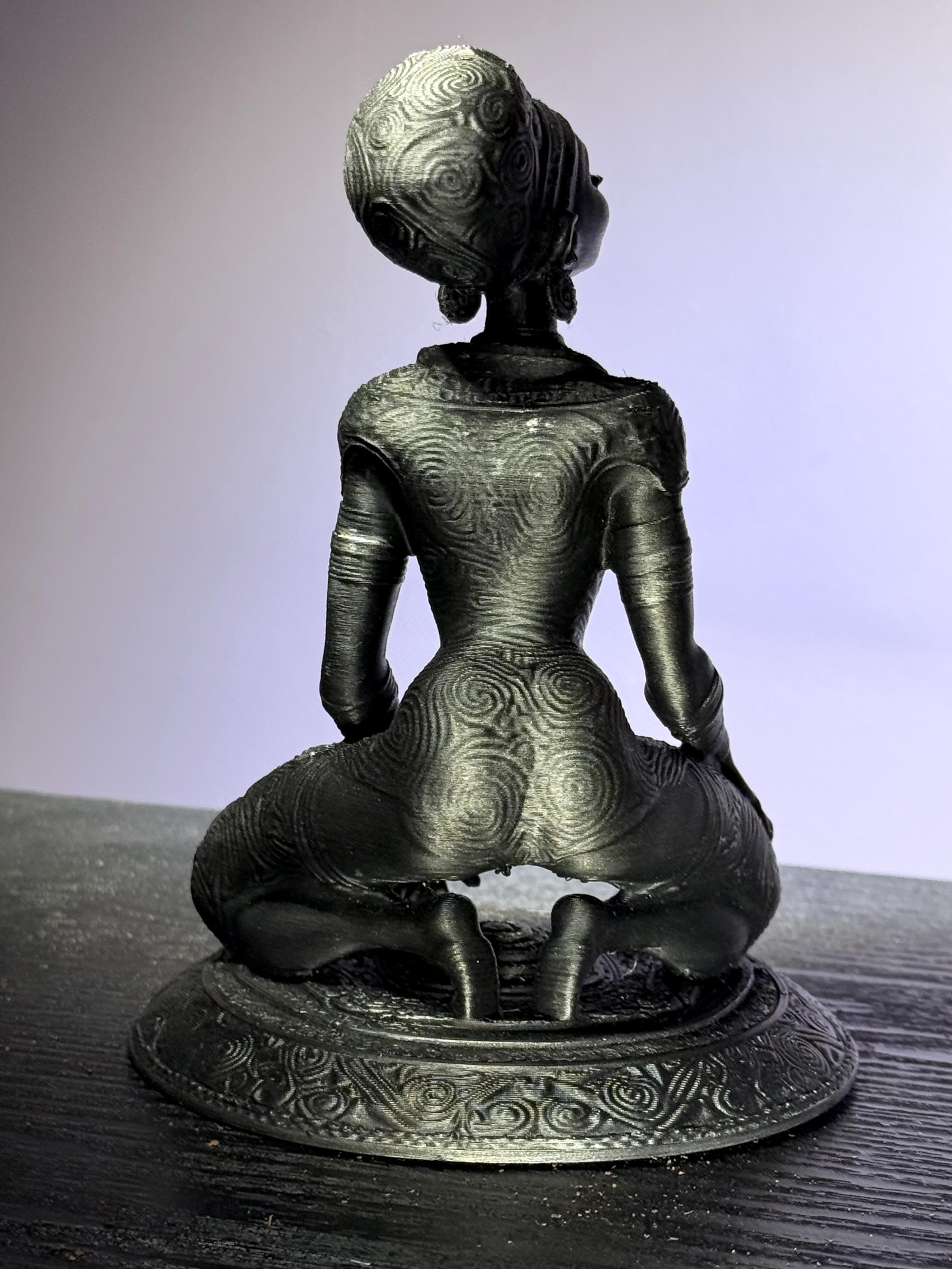 Metallic Black Afrocentric Figurine, Modern Sci-Fi African Goddess, Unique 3D Printed Home Decor