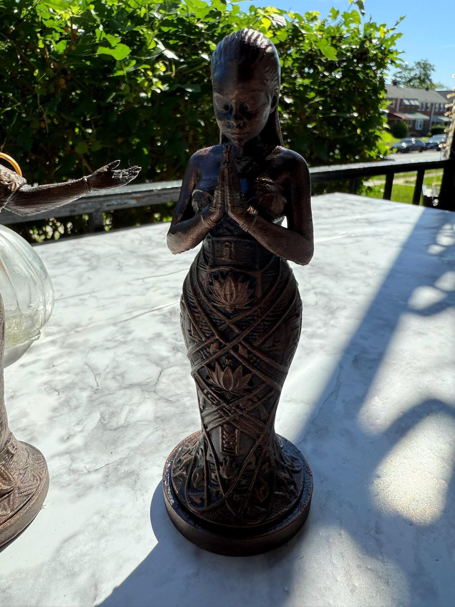 3 Piece African Woman Statue Set Faux Bronze Figurine Spiritual Home Accent
