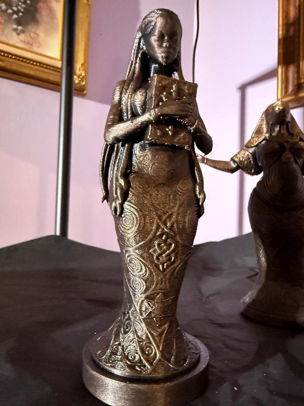 3 Piece African Woman Statue Set Faux Bronze Figurine Spiritual Home Accent