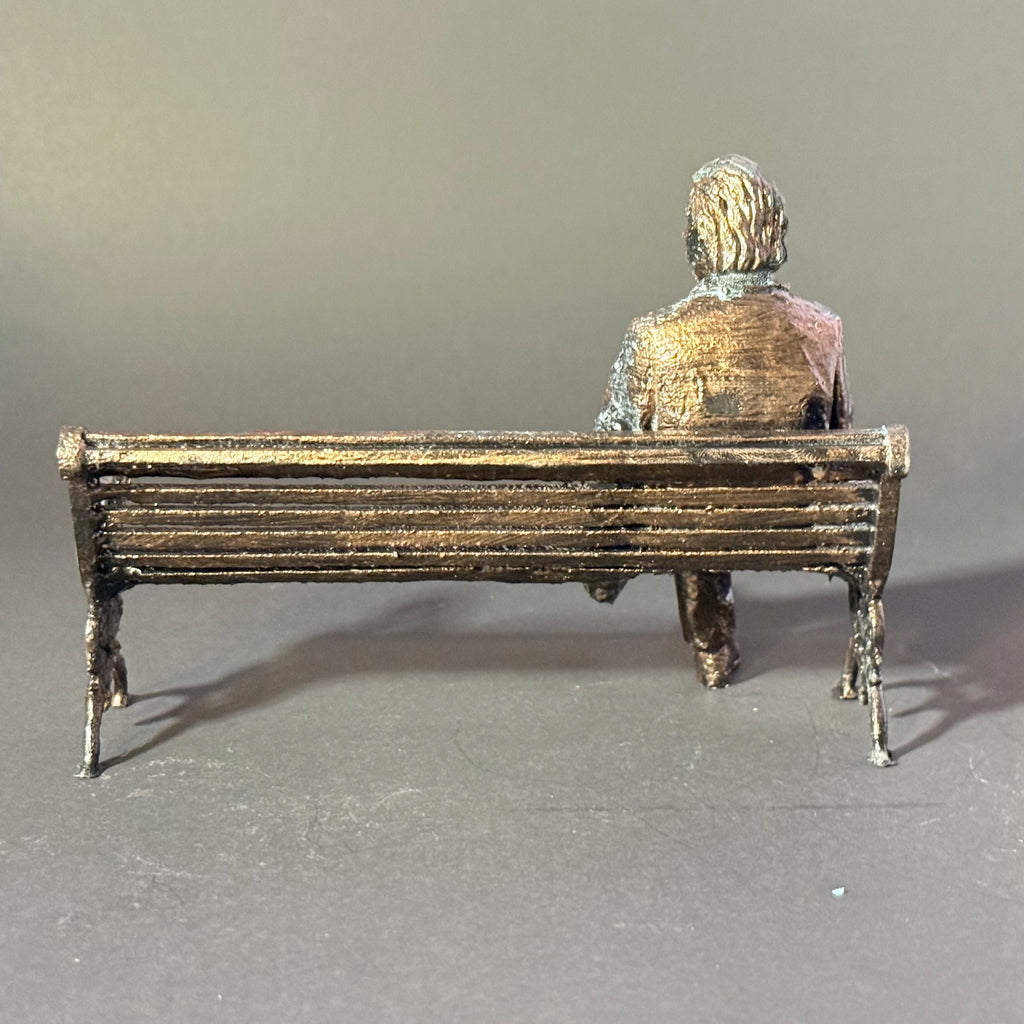 Seated Albert Einstein Replica Figure, Science Teacher Gift, Desk Sculpture Decor, Faux Bronze