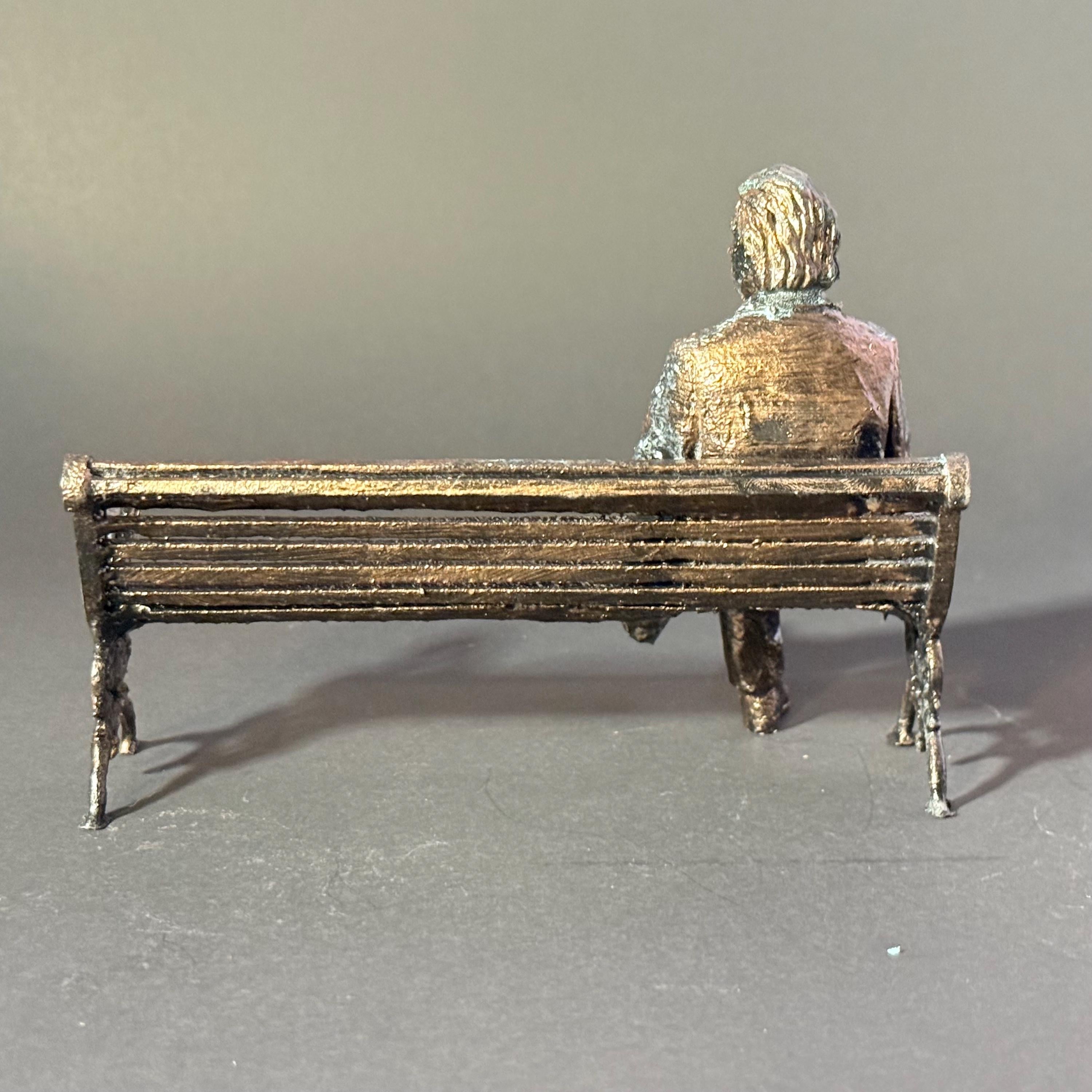 Seated Albert Einstein Replica Figure, Science Teacher Gift, Desk Sculpture Decor, Faux Bronze