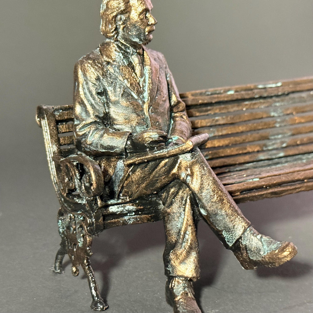 Seated Albert Einstein Replica Figure, Science Teacher Gift, Desk Sculpture Decor, Faux Bronze