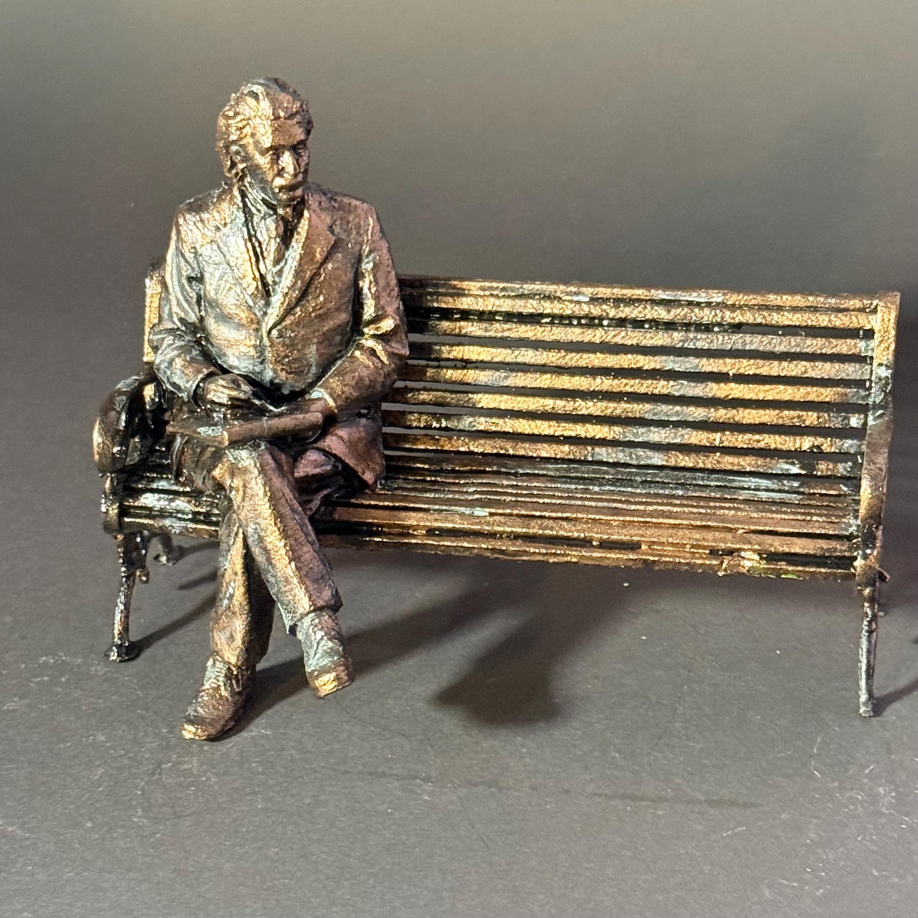 Seated Albert Einstein Replica Figure, Science Teacher Gift, Desk Sculpture Decor, Faux Bronze