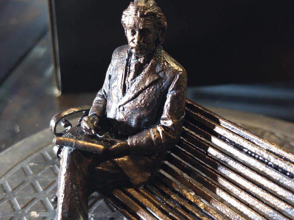 Seated Albert Einstein Replica Figure, Science Teacher Gift, Desk Sculpture Decor, Faux Bronze
