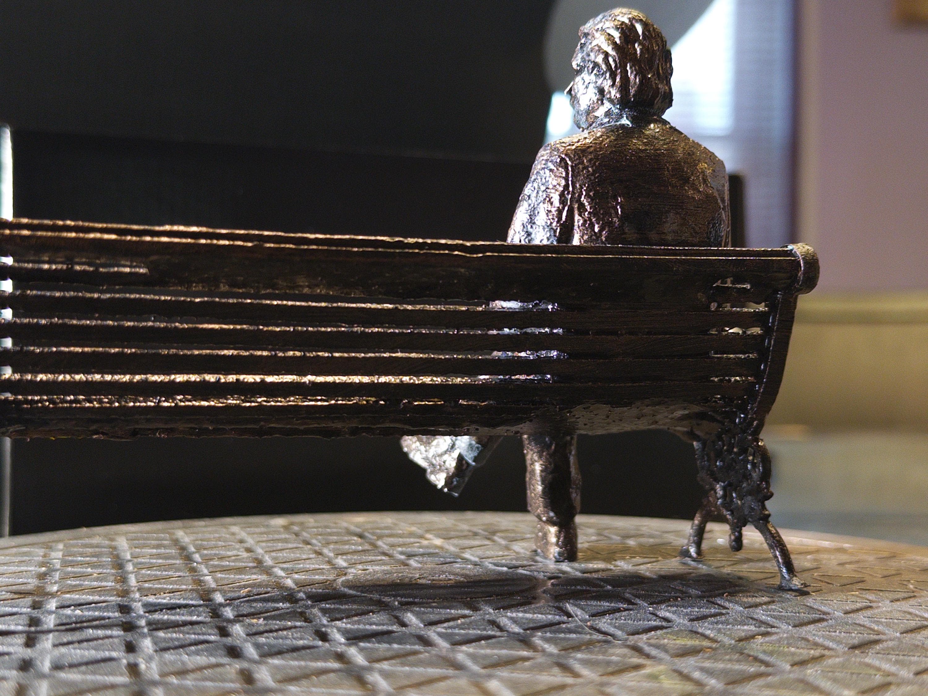 Seated Albert Einstein Replica Figure, Science Teacher Gift, Desk Sculpture Decor, Faux Bronze